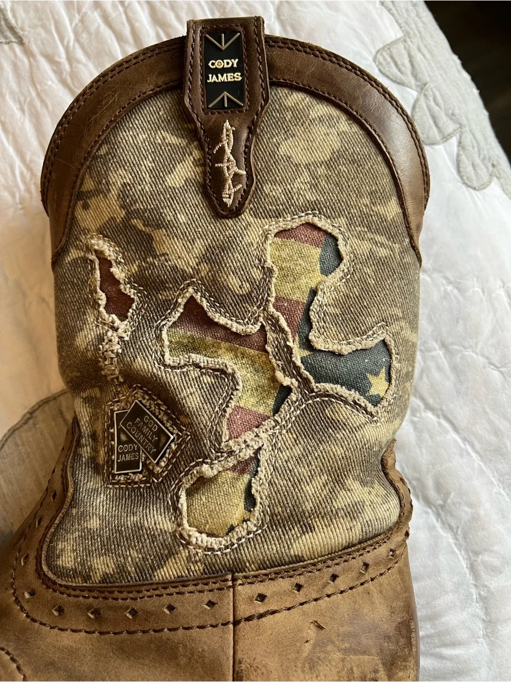 Cody James Tychee Camo Flag Western Boots Mens 10D BCJSP20P108 Brothers Sons